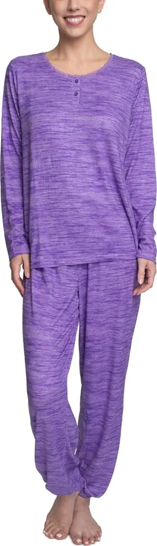 Hanes Women's Relaxed Butter-Knit Henley Pajama Set