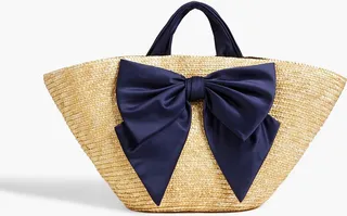 Carlotta bow-embellished straw tote