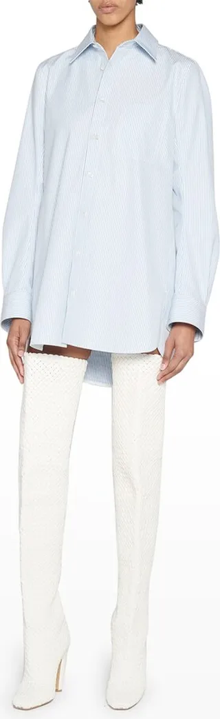 Compact Striped Cotton Shirt Dress