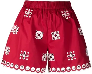 Broderie Anglaise High-Waisted Shorts
