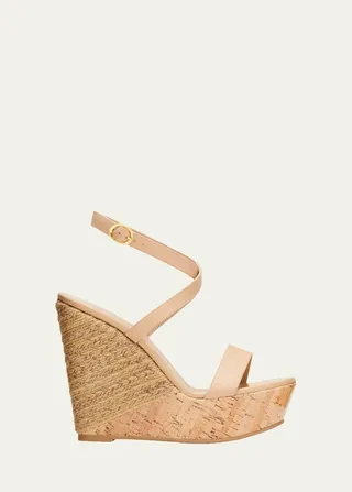 Leather Wedge Espadrille Platform Sandals