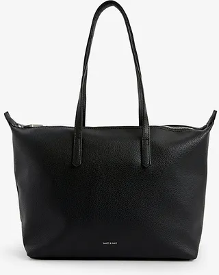 Womens Black Abbi Logo-embossed Vegan-leather Tote bag