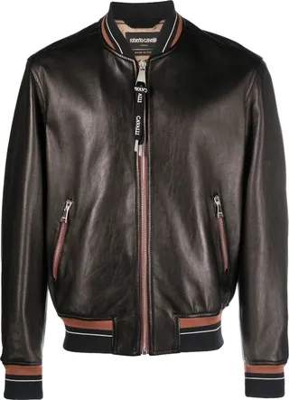 Zip-Up Leather Bomber Jacket