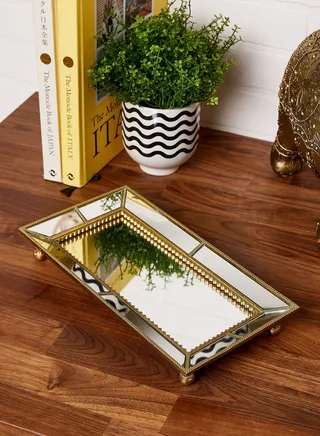 30.5Cm Ornate Mirrored Tray In Mail Order Packaging