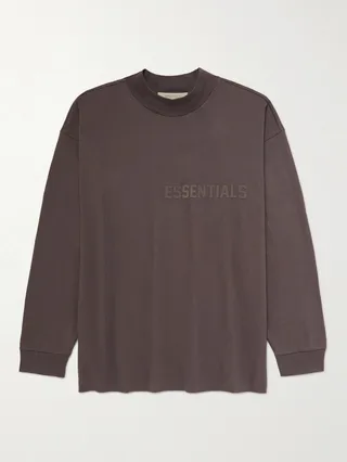 Logo-Appliquéd Cotton-Jersey Mock-Neck T-Shirt