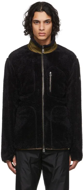Moncler Black Recycled Fleece Zip-Up Sweater