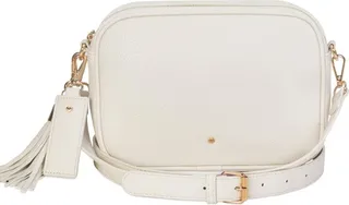 Johnny Loves Rosie - Ecru Vegan Leather Pebble Logan Tassel Bag