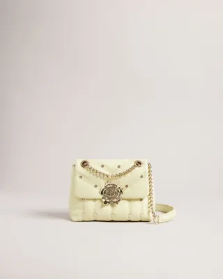 Studded Leather Quilted Bag in Pale Green