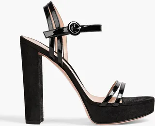 Suede and patent-leather platform sandals
