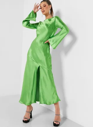 Satin Frill Back Dress