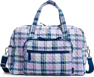 Vera Bradley Women's Recycled Cotton Weekender Travel Bag Amethyst Plaid