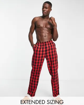 ASOS DESIGN woven lounge bottoms in red plaid
