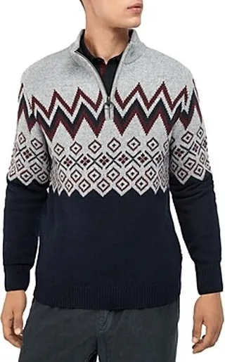 Barbour Kilpin Fair Isle Half Zip Mock Neck Sweater