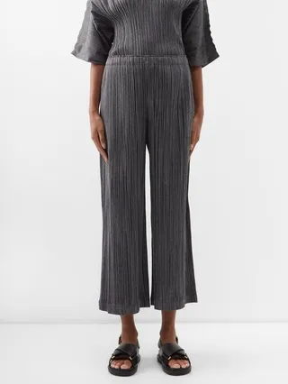 Cropped Technical-pleated Trousers