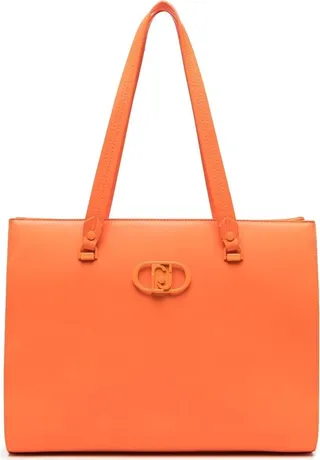 Logo-Plaque Faux Leather Tote Bag