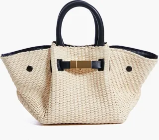 Black Natural Raffia Mini New York Bag
