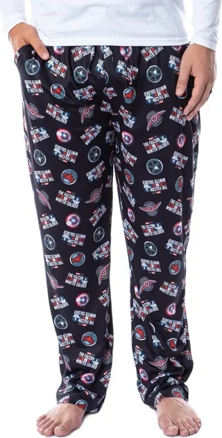 Marvel Mens' The Falcon and the Winter Soldier Tossed Print Pajama Pants (XXXL) Black