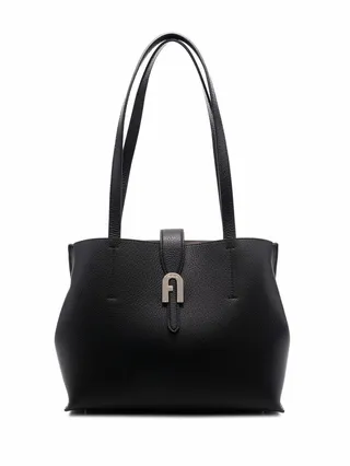 Logo-Plaque Leather Tote Bag