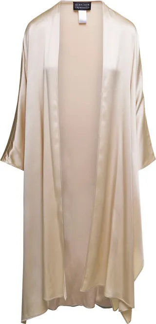 'eve' Beige Long-sleeve Cape In Silk Woman