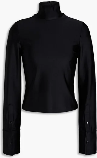 Satin-jersey turtleneck top