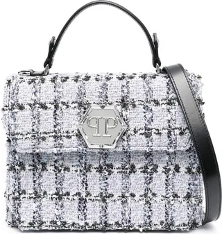 checked tweed Superheroin tote bag