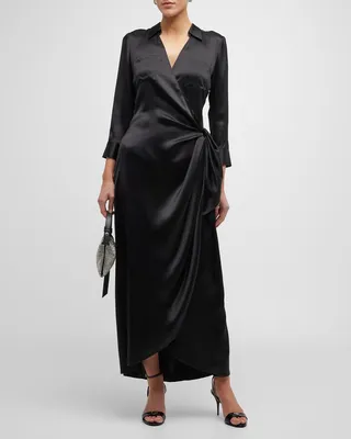 Kadi Wrap Silk Maxi Dress
