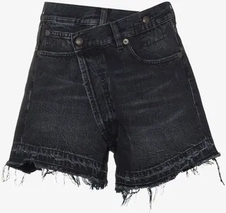 Asymmetric Waist Denim Shorts