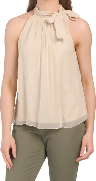 Silk Halter Bow Top