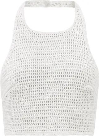 Lorem Cropped Cotton-crochet Halterneck Top