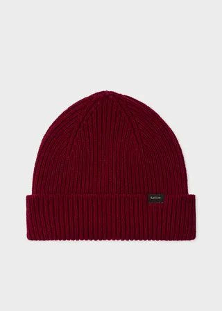 Burgundy Cashmere-Blend Beanie Hat