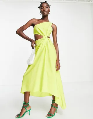 Topshop knot side occasion midi dress in yellow