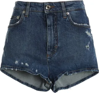 Used-effect Denim Shorts