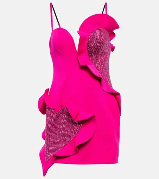 Embellished wool crepe minidress