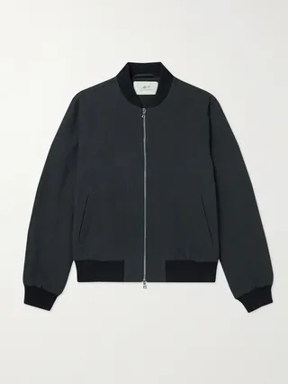 Textured Cotton and Linen-Blend Bomber Jacket