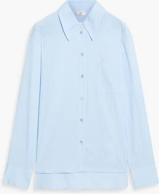 Striped cotton and silk-blend jacquard shirt