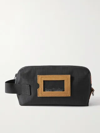 Logo-Embossed Suede-Trimmed Nylon-Ripstop Wash Bag