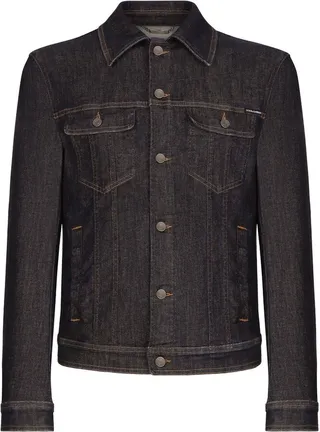 Black Button Fastening Denim Jacket