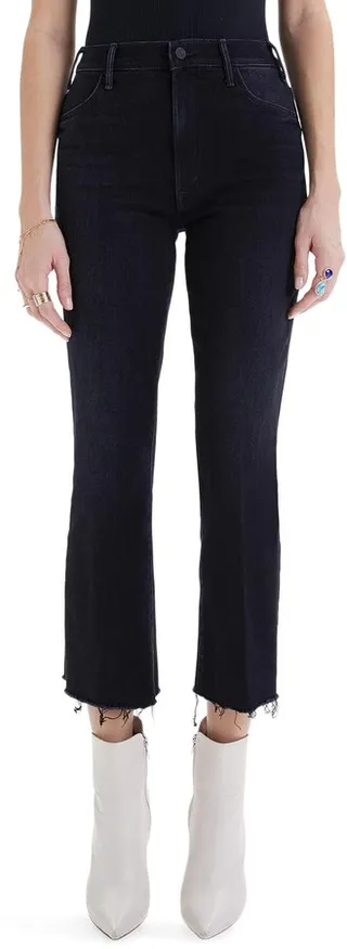 The Hustler High Waist Fray Hem Ankle Bootcut Jeans