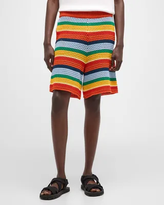 x No Vacancy Inn Men's Multicolor Striped Crochet Shorts