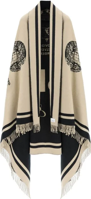 Burberry Fringed Wool Cashmere Cape