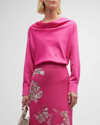 Draped Cowl-Neck Blouse