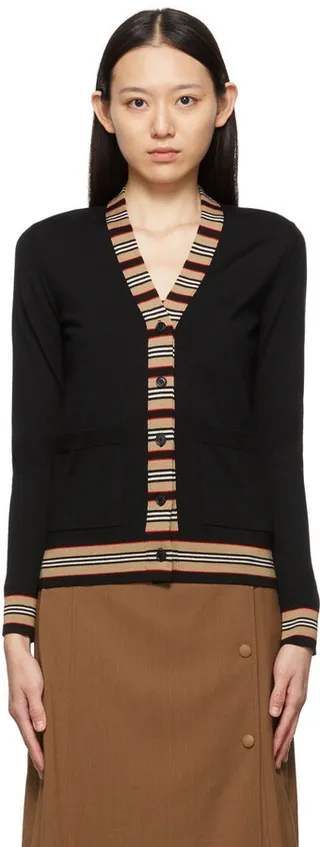 Burberry Black Icon Stripe Cauca Cardigan