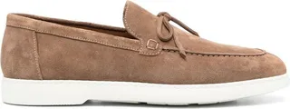 Lace-Detailing Suede Loafers