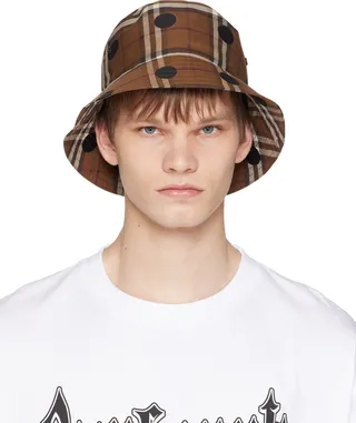 Burberry Brown Polka Dot Check Bucket Hat