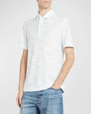 Men's Sheer Space-Dyed Chevron Polo Shirt