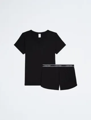 Viscose Blend V-Neck T-Shirt + Sleep Shorts