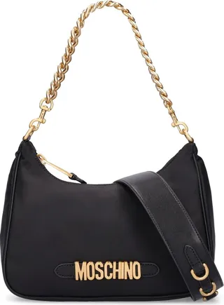 Lettering nylon shoulder bag