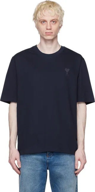 AMI Alexandre Mattiussi Navy Ami de Cœur T-Shirt