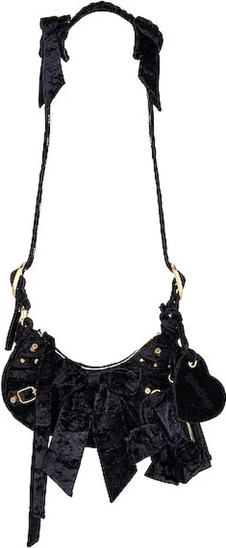 Balenciaga Xs Velvet Le Cagole Shoulder Bag in Black