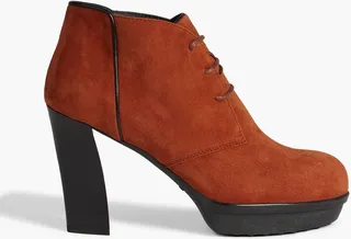 Lace-up suede platform ankle boots